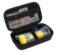 Canboc Travel Carrying Case for Asthma Inhaler, Handheld Spacer for Adults and Kids, Masks, Hard Inhaler Case with Mesh Pocket fit Medicine and Other Essentials, Black (CASE ONLY)
