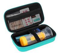 Canboc Travel Carrying Case for Asthma Inhaler, Handheld Spacer for Adults and Kids, Masks, Hard Inhaler Case with Mesh Pocket fit Medicine and Other Essentials, Mint Green (CASE ONLY)