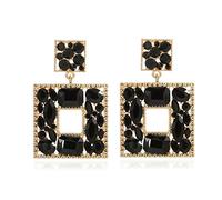 Canboer Rhinestone Square Statement Dangle Earrings Trendy Crystal Geometric Drop Earrings Hypoallergenic Jewelry for Women Party, Zinc Glass Resin, Rhinestone glass