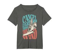 Cancel Everything There is Wind for a Windsurfer Windsurfing T-Shirt, Women's Plus, Asphalt Grey, 4X