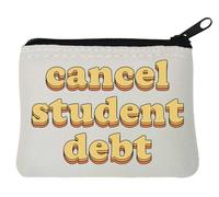 Cancel Student Debt Neoprene Coin Purse Pouch 10x11cm White