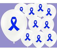 Cancer Awareness 12" Latex Balloons printed 2 sides with 'Love Hope Cure' and large printed coloured Ribbon Bow on reverse - Suitable for Air or Helium (Light Blue (Prostate))