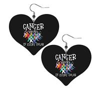 Cancer Awareness Cancer Sucks In Every Color Leather Earrings For Women Dangle Earring Drop Heart Pendant With Hook Gifts For Adult Girl