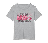 Cancer Awareness Check Your Boobs Mine Tried to Kill Me T-Shirt, Women's Plus, Heather Grey, 5X