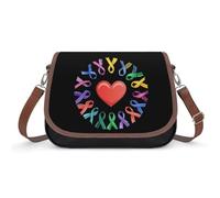 Cancer Awareness Fight on Cancer Crossbody Bags for Women Leather Tote Bag Travel Purse Shoulder Bag for Work Shopping