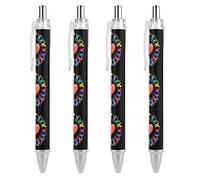 Cancer Awareness Fight on Cancer Retractable Ballpoint Pen Black Ink Writing Pens for Work Office 4 PCS
