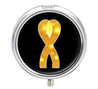 Cancer Awareness Ribbon Pill Box 3 Compartment Small Portable Medicine Case Pill Organizer for Pocket Purse