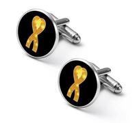 Cancer Awareness Ribbon Shirt Cufflinks Round Cuff Links for Business Wedding Party Father's Day Gift 1.7cm