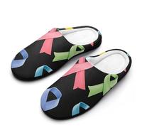 Cancer Awareness Ribbons Breathable Slippers Women Slip On Winter Warm House Slippers Shoes Bedroom 9-10(40-41)