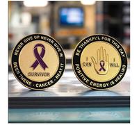 Cancer Awareness Survivor Challenge Coin, Never Give Up Never Give In Cancer Awareness Survivor Commemorative Coin, for Cancer Survivors Caregivers for Loved Ones In the Fight (1pcs)