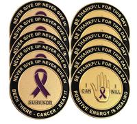 Cancer Awareness Survivor Challenge Coin, Never Give Up Never Give In Cancer Awareness Survivor Commemorative Coin, for Cancer Survivors Caregivers for Loved Ones In the Fight (5pcs)