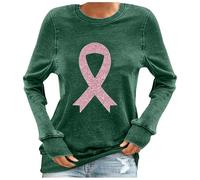 Cancer Awareness T-Shirt,This is My Fighting Shirt T-Shirt Women Pink Ribbon T Funny Breast Tops Ladies Long T-Shirts Research UK Race for Life Women's Gifts Female (Green,XXL)