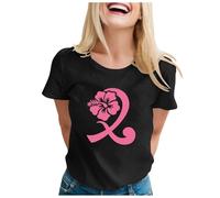 Cancer Awareness T-Shirt,This is My Fighting Shirt T-Shirt Women Ribbon Inspirational Tee Top Shirts for Adult Pink Half Sleeve Race Life T-Shirts Breast Gifts Female UK (Black,S)
