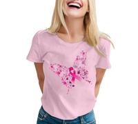 Cancer Awareness T-Shirt Women Ribbon Shirt Breast Cancer Shirt for Mom T-Shirt Pink Womens Tops Breast Tshirts Women Ladies Bright Pink Tshirt Funny Treatment Gift (Pink,XXL)