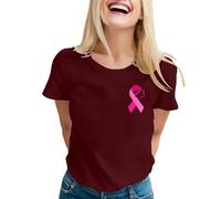 Cancer Awareness T-Shirt Women Ribbon Shirt This is My Cancer Fighting Shirt T-Shirt Funny Breast Tops Yes Ive Got Breast T-Shirts Pink T Shirts Ladies Gifts for Woman (Wine,XL)
