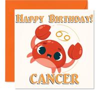Cancer Birthday Card for Men - Zodiac Cartoon - Happy Birthday Card for Boys, 145mm Male Greeting Cards