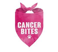 Cancer Bites Dog Bandana, Adjustable Pet Triangle Scarf for Support Walk Event Photo Accessory, Pink Tie Dye Neckerchief for Small Medium Dogs