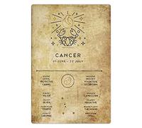 Cancer Cancer Retro Metal Tin Signs Cancer Overview Infographic Posters Zodiac Signs Plaque Decoration Art Astrology Lovers Home Room Club Wall Decor 12x16 inchses