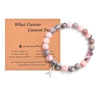 Cancer Care Gifts for Women - Breast Cancer Gifts, Natural Stone Bracelets | Inspirational Gifts Cancer Patients Must Have, Breast Cancer Bracelets Encouragement Gift With Message Card, Pink Zebra