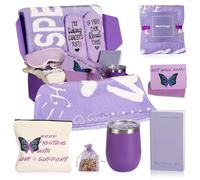 Cancer Care Gifts for Women, Chemo Care Package for Women,8PCS Breast Cancer Gifts for Woman ,Gifts for Cancer Patients,Get Well Soon Christmas Gifts basket for Women Includes Healing Blanket (Purple)
