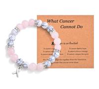 Cancer Care Gifts for Women - Inspirational Breast Gifts with Natural Stone, Patients Must Have Bead Bracelets Encouragement Gift With Message Card, L, White Gold, no gemstone