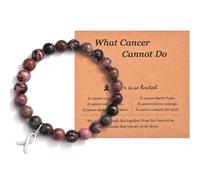 Cancer Care Gifts for Women - Inspirational Breast Gifts with Natural Stone, Patients Must Have Bead Bracelets Encouragement Gift With Message Card, L, White Gold, no gemstone