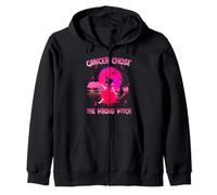Cancer Chose The Wrong Witch Halloween Breast Cancer Zip Hoodie
