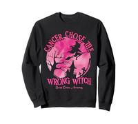 Cancer Chose The Wrong Witch Pink Breast Cancer Sweatshirt