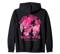 Cancer Chose The Wrong Witch Pink Breast Cancer Zip Hoodie