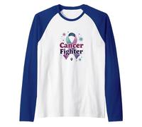 Cancer Fighter: Inspirational Awareness Ribbon Support Raglan Baseball Tee, Men, Royal Blue/White, L