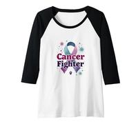 Cancer Fighter: Inspirational Awareness Ribbon Support Raglan Baseball Tee, Women, Black/White, L