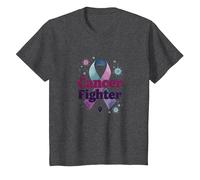 Cancer Fighter: Inspirational Awareness Ribbon Support T-Shirt, Kids, Dark Heather Grey, 10 Years