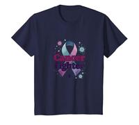 Cancer Fighter: Inspirational Awareness Ribbon Support T-Shirt, Kids, Navy, 12 Years