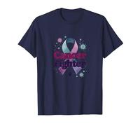 Cancer Fighter: Inspirational Awareness Ribbon Support T-Shirt, Men, Navy, 6XL