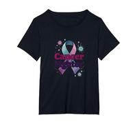 Cancer Fighter: Inspirational Awareness Ribbon Support T-Shirt, Women's Plus, Black, 2X