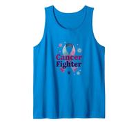 Cancer Fighter: Inspirational Awareness Ribbon Support Tank Top, Men, Sapphire, XL