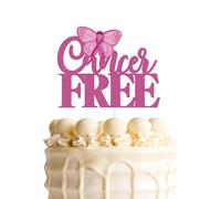 Cancer Free Cake Topper, Breast Cancer Breast Care Awareness Birthday Party Cake Decor,Pink Ribbon Party Decorations