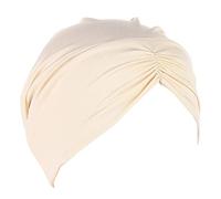 Cancer Head Hat Cap Ethnic Cover Wrap Turban Headwear Turban Cap Pleated Hat Solid Knotted Headband (Beige, One Size)