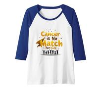 Cancer is No Match for Kids: Inspiring Childhood Support Raglan Baseball Tee, Women, Royal Blue/White, XXL