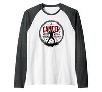 Cancer Messed with The Wrong Person Empowering Emblem Raglan Baseball Tee, Men, Dark Heather/White, S