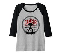 Cancer Messed with The Wrong Person Empowering Emblem Raglan Baseball Tee, Women, Black/Athletic Heather, L