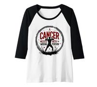 Cancer Messed with The Wrong Person Empowering Emblem Raglan Baseball Tee, Women, Black/White, M