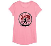 Cancer Messed with The Wrong Person Empowering Emblem T-Shirt, Girls, Pink, Large