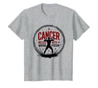 Cancer Messed with The Wrong Person Empowering Emblem T-Shirt, Kids, Heather Grey, 8 Years