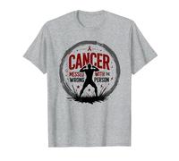 Cancer Messed with The Wrong Person Empowering Emblem T-Shirt, Men, Heather Grey, 3XL