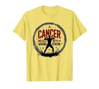 Cancer Messed with The Wrong Person Empowering Emblem T-Shirt, Men, Lemon, 3XL