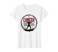 Cancer Messed with The Wrong Person Empowering Emblem T-Shirt, Women, White, XS