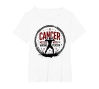 Cancer Messed with The Wrong Person Empowering Emblem T-Shirt, Women's Plus, White, 4X