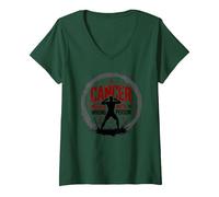 Cancer Messed with The Wrong Person Empowering Emblem V-Neck T-Shirt, Women, Forest Green, L