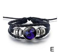 (Cancer, One size) Serene Manifestation Bracelet 12constellations Gemstone Leather Improve Energy